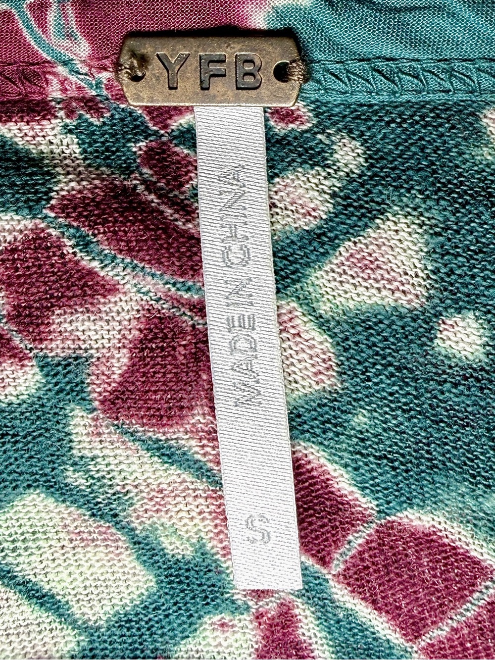 YOUNG FABULOUS & BROKE YFB 100% Linen Teal Purple Tie Dye Stretch Pullover S M - Picture 8 of 9